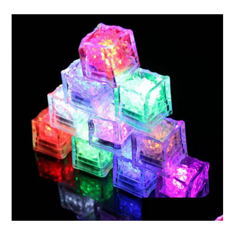 Party Decoration Led Ice Cubes Bar Flash Changing Crystal Cube Water-Actived Light-Up 7 Color For Romantic Party Wedding Xmas Gift Dro Dhqrh