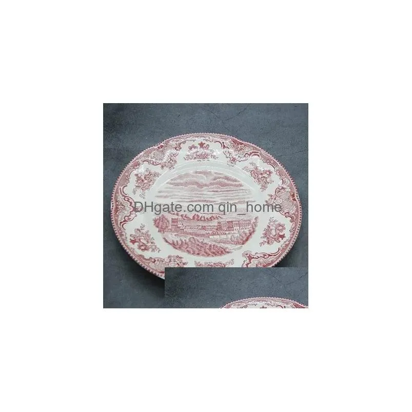 plates the old britain castles pink dinner set european style ware ceramic breakfast plate beef dishes dessert dish soup bowl