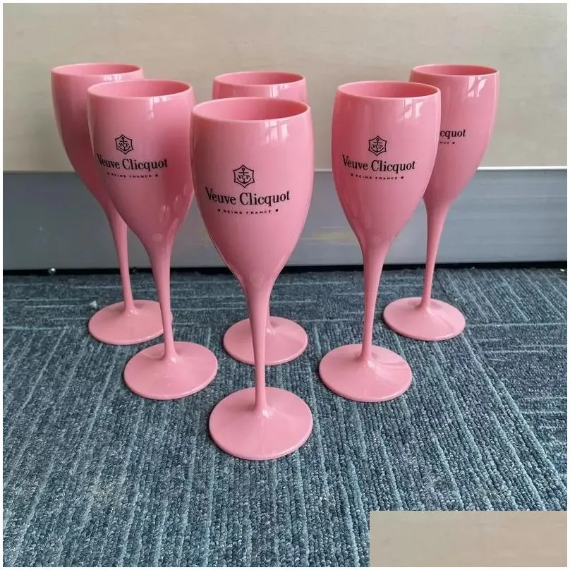 Wine Glasses Pink Plastic Wine Glasses For Girl Party Wedding Drinkware Unbreakable White Champagne Cocktail Flutes Goblet Acrylic Ele Dhfpk