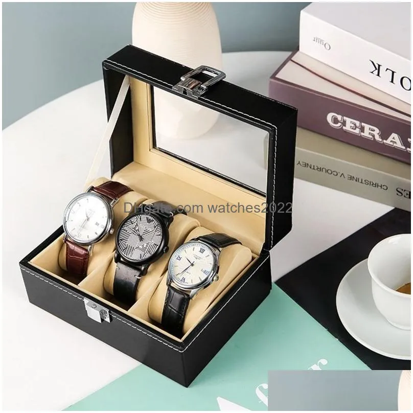 Jewelry Stand Pu Leather Watch Box Practical Watches Display Case Storage Organizer With Lockzipper For Women Men Gift Supplies 23051 Dh8Rv