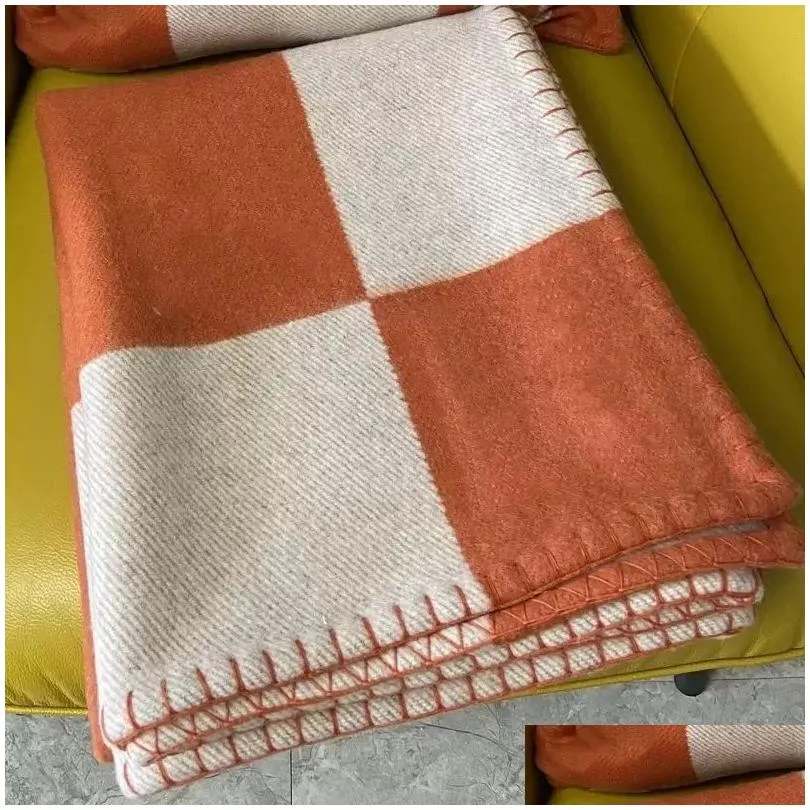 Blanket 135 By 170Cm Plaid Cashmere Luxury Designer Designers Soft Wool Scarf Shawl Portable Warm Sofa Bed Fleece Drop Delivery Home G Dhbjx