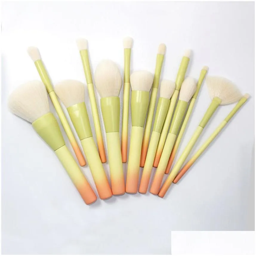 Makeup Brushes Pro Gradient Color 14Pcs Makeup Brushes Set Soft Cosmetic Blending Foundation Eyeshadow B Brush Kit Make Up Drop Delive Dhcqt