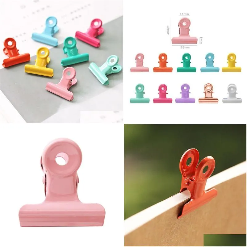metal paper clip 28mm foldback metal binder clips colorful grip clamps paper document office school statione lx6366