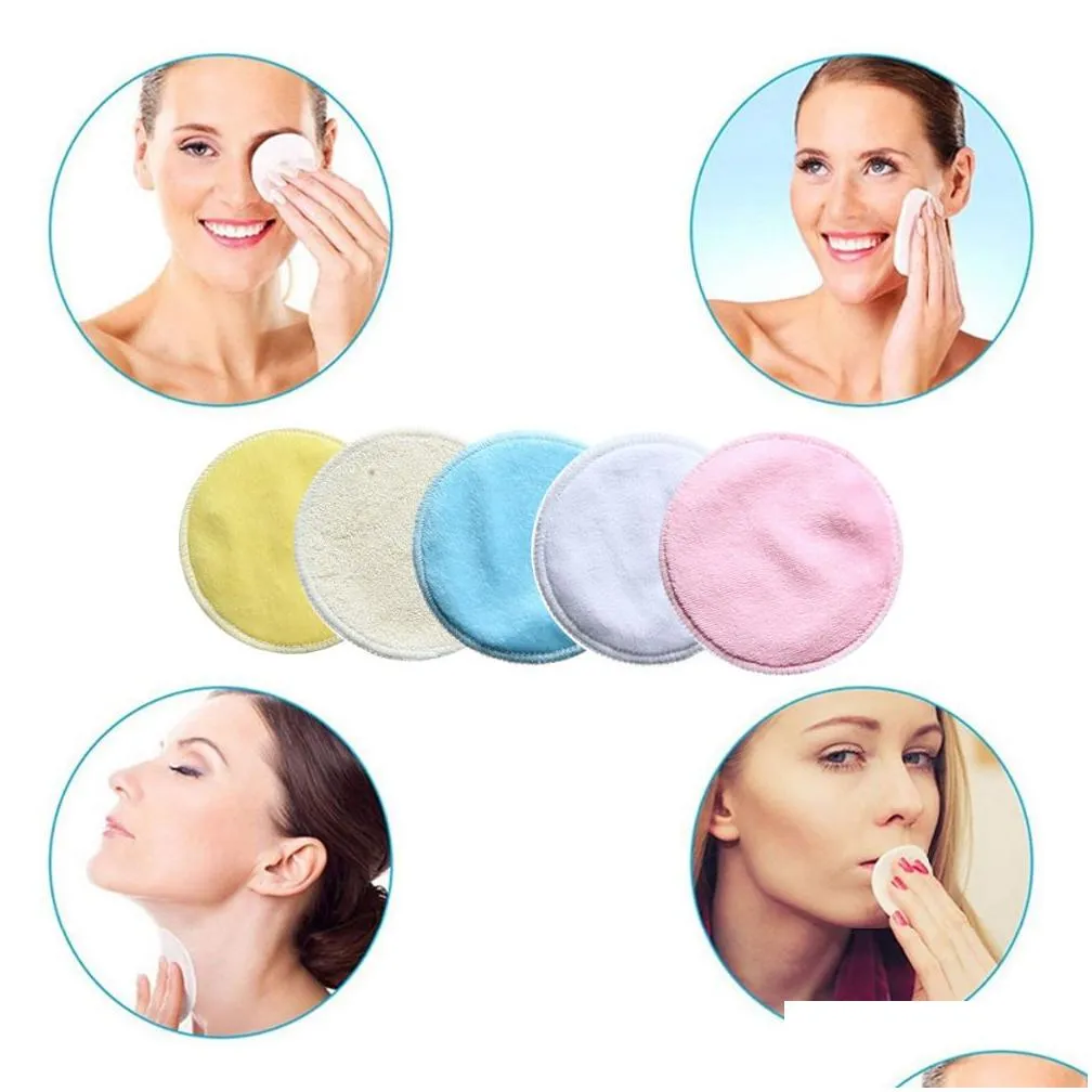 Makeup Remover Reusable Eye Makeup Pads Washable Bamboo Cotton Cloth Puff Wipes Face/Eye/Lip Clean Facial Skin Care Drop Delivery Heal Dhvez