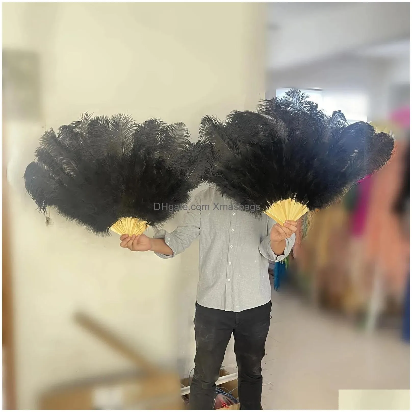 other event party supplies 13 bone fluffy white ostrich feathers fan for carnival wedding celebration dance show diy decoration plumes customized