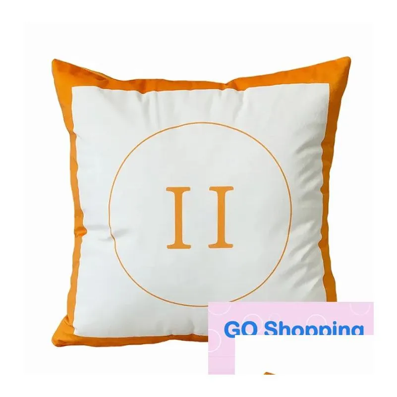 Pillow Case Letter Designer Pillow Bedding Home Room Decor Pillowcase Couch Chair Sofa Orange Car Thick Cashmere Cushion Mtisize Men W Dh7If