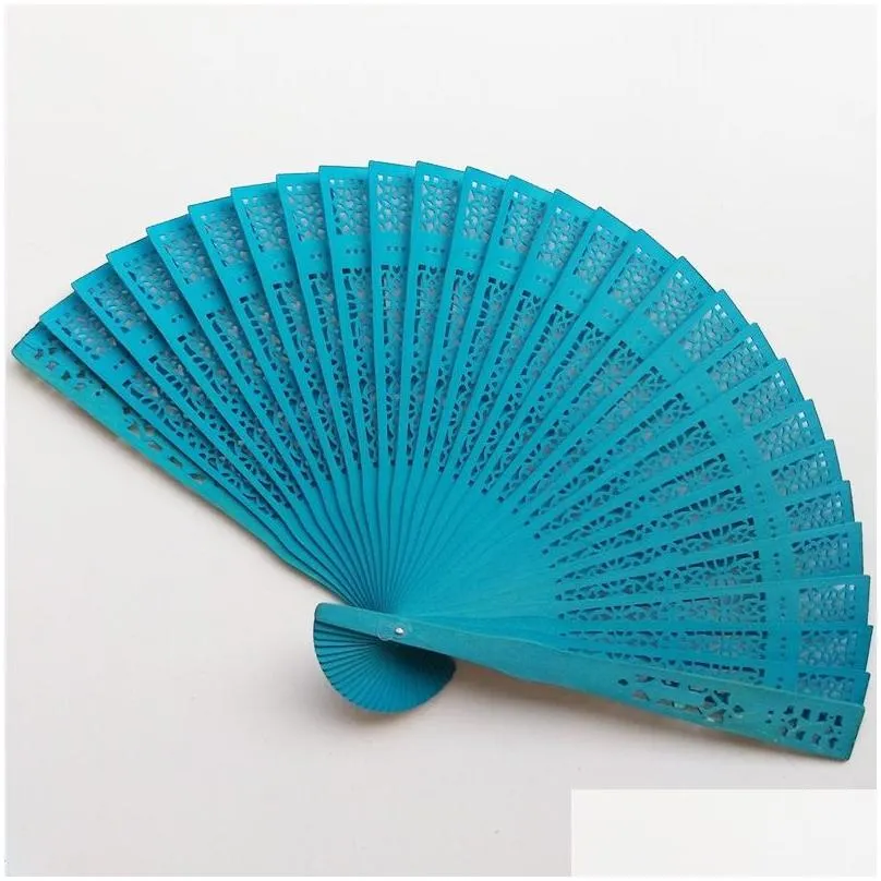 Other Event & Party Supplies Party Supplies 100Pcs Wood Wedding Fans Colorf Showgirl Dance Event Sunflower Pattern Bridal Chinese Wood Dh9Ic