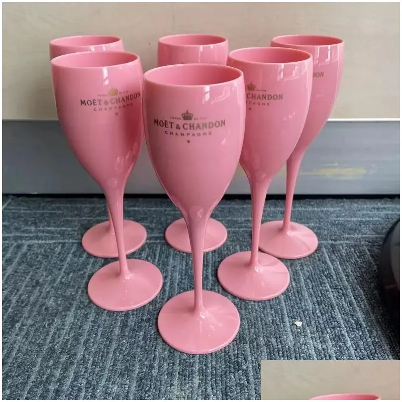 Wine Glasses Pink Plastic Wine Glasses For Girl Party Wedding Drinkware Unbreakable White Champagne Cocktail Flutes Goblet Acrylic Ele Dhfpk