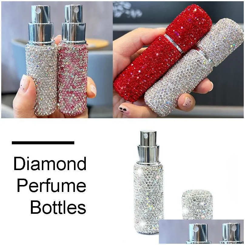 Perfume Bottle Diamond Set Per Divided Bottle Vacuum Press Sample 10Ml Makeup Travel Mini Small Spray Wholesale22 Drop Delivery Health Dhojj