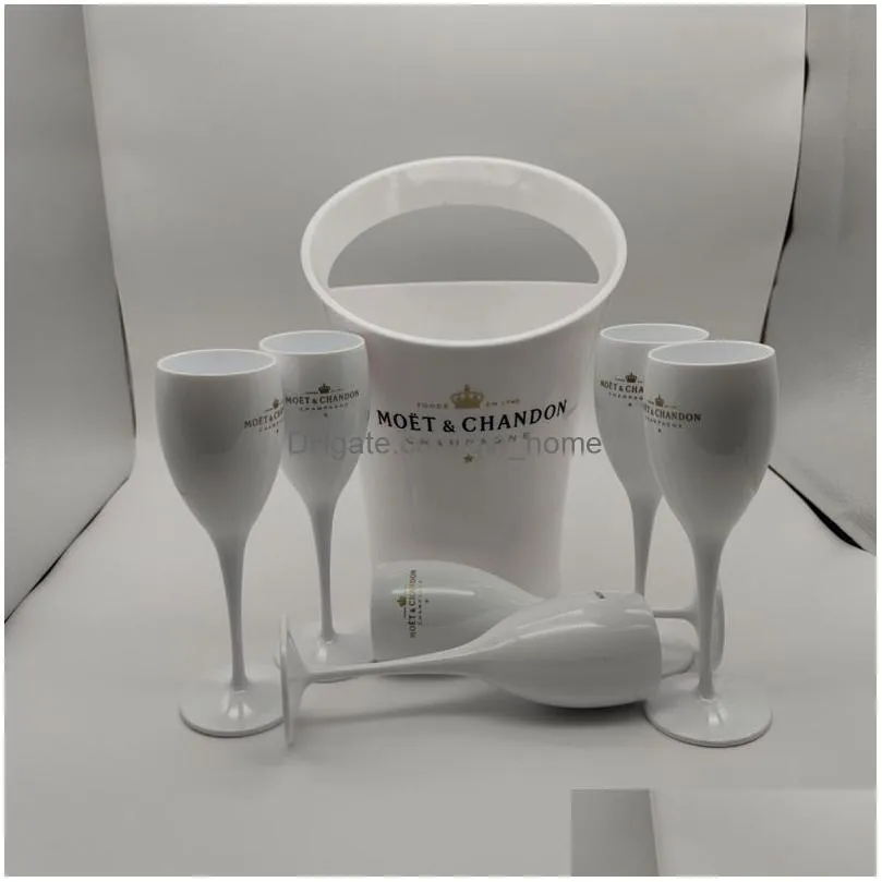 ice imperial champagne white gold lettering acrylic goblets glasses with 3l ice bucket