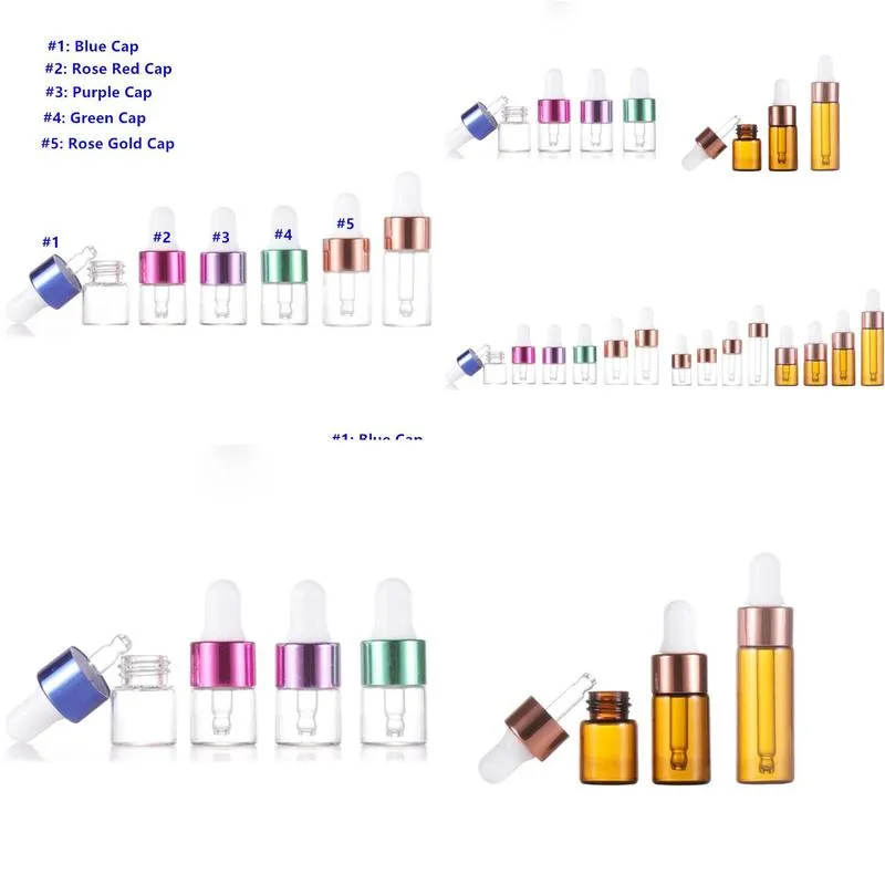 Packing Bottles Wholesale Clear Amber 1Ml 2Ml L 5Ml Glass Dropper Bottles With Colored Lids And Pipette Sample Drop Delivery Office Sc Dhrco