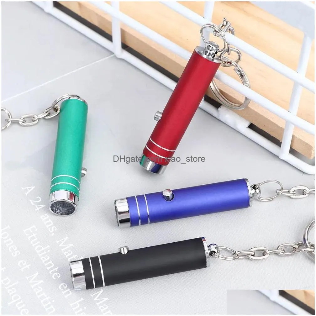 multifunction portable mini led flashlight keychain aluminum uv light currency detector lamp key chains torch with battery