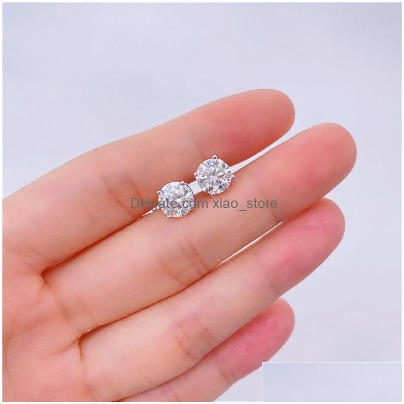 3/4/5/6/7/8/9/10/11mm diamond passed test moissanite earrings studs charm jewelry s925 silver moissanite earrings for men and women