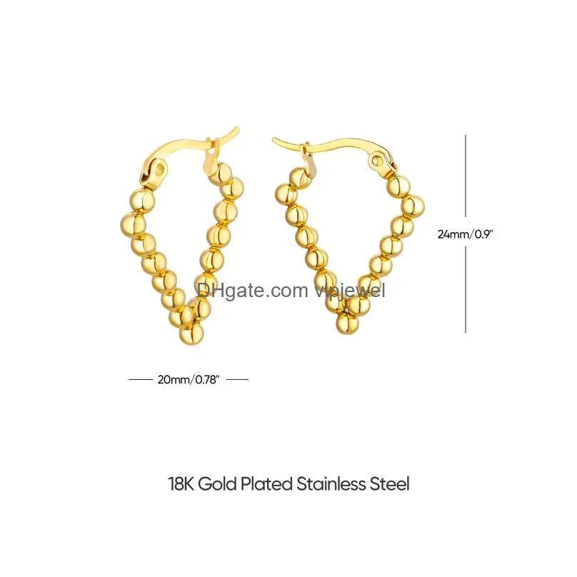 hoop earrings vintage beads for women gold plated stainless steel geometric 2024 trending luxury jewelry christmas gift