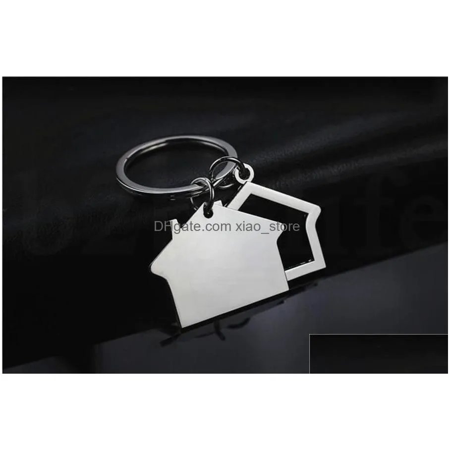 creative house shaped keychains metal keyrings house design car key chain key pendant key holder 2021