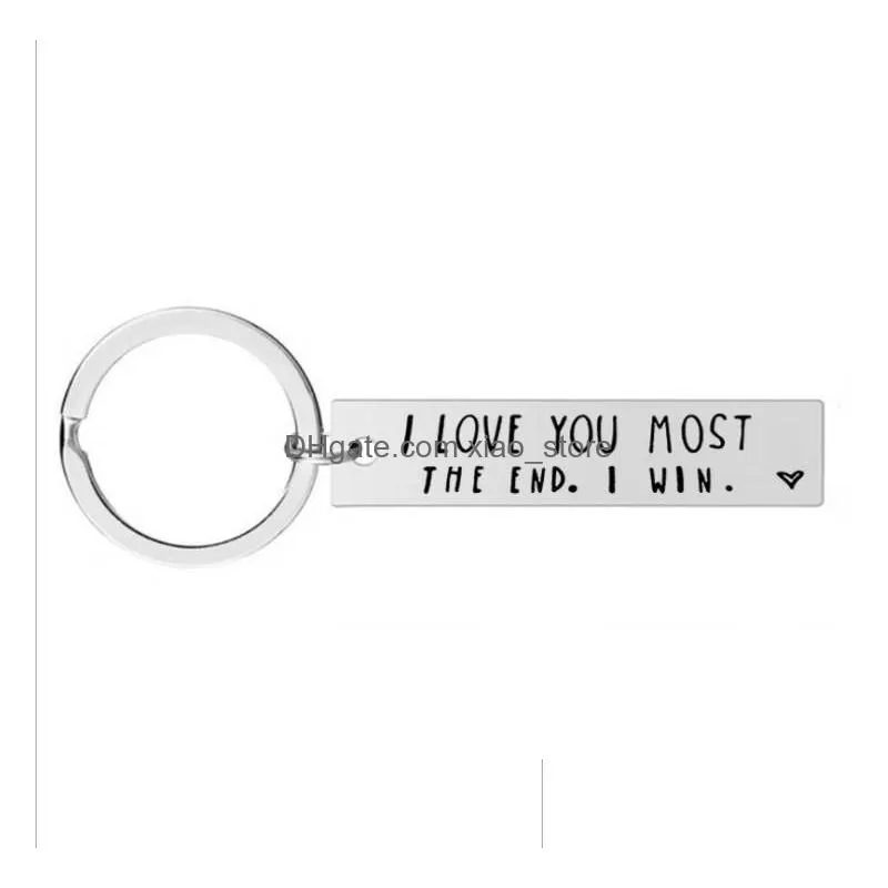 2021 i love you most more the end creative keyrings i win couples keychain stainless steel key holders party favor fast ship