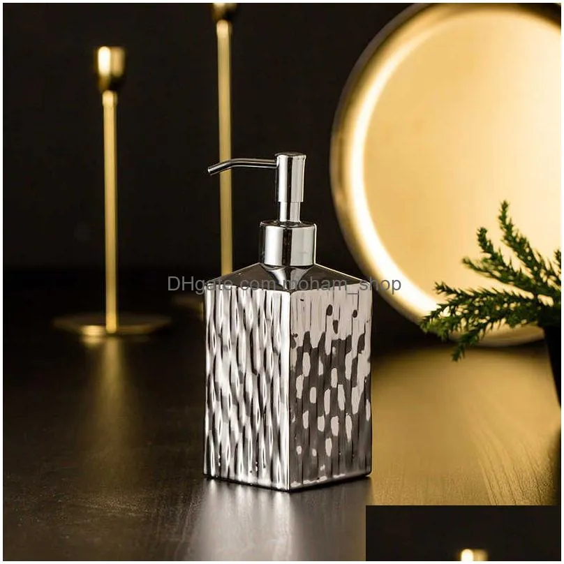 gold/silver bathroom accessories sets ceramics lotion soap dispenser tumbler soap dish complete accessroy 210709