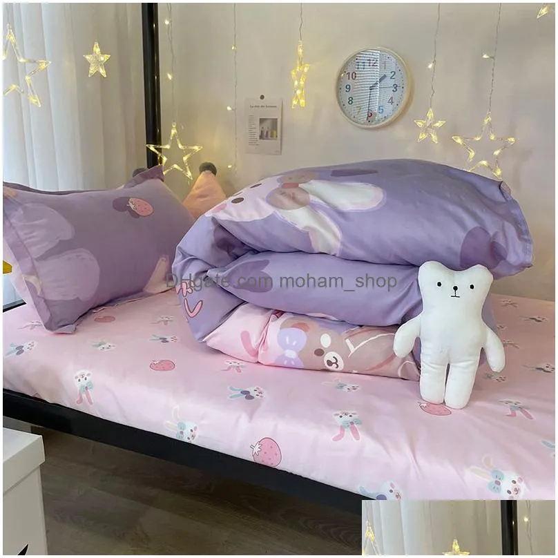 bedding sets kawaii rabbit printed bed linen floral duvet cover pillowcase bedding set kawaii bed sheet quilt cover single queen king size