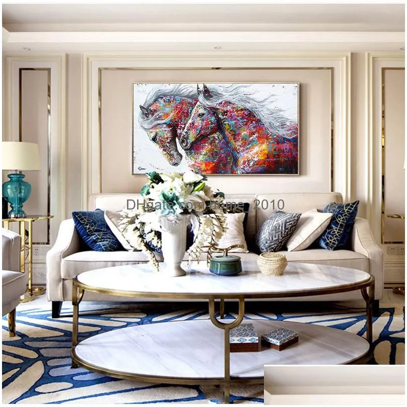 colorful horses decorative picture canvas poster nordic animal wall art print abstract painting modern living room decoration4215302