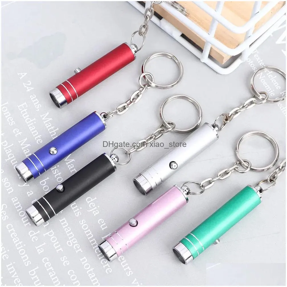 multifunction portable mini led flashlight keychain aluminum uv light currency detector lamp key chains torch with battery