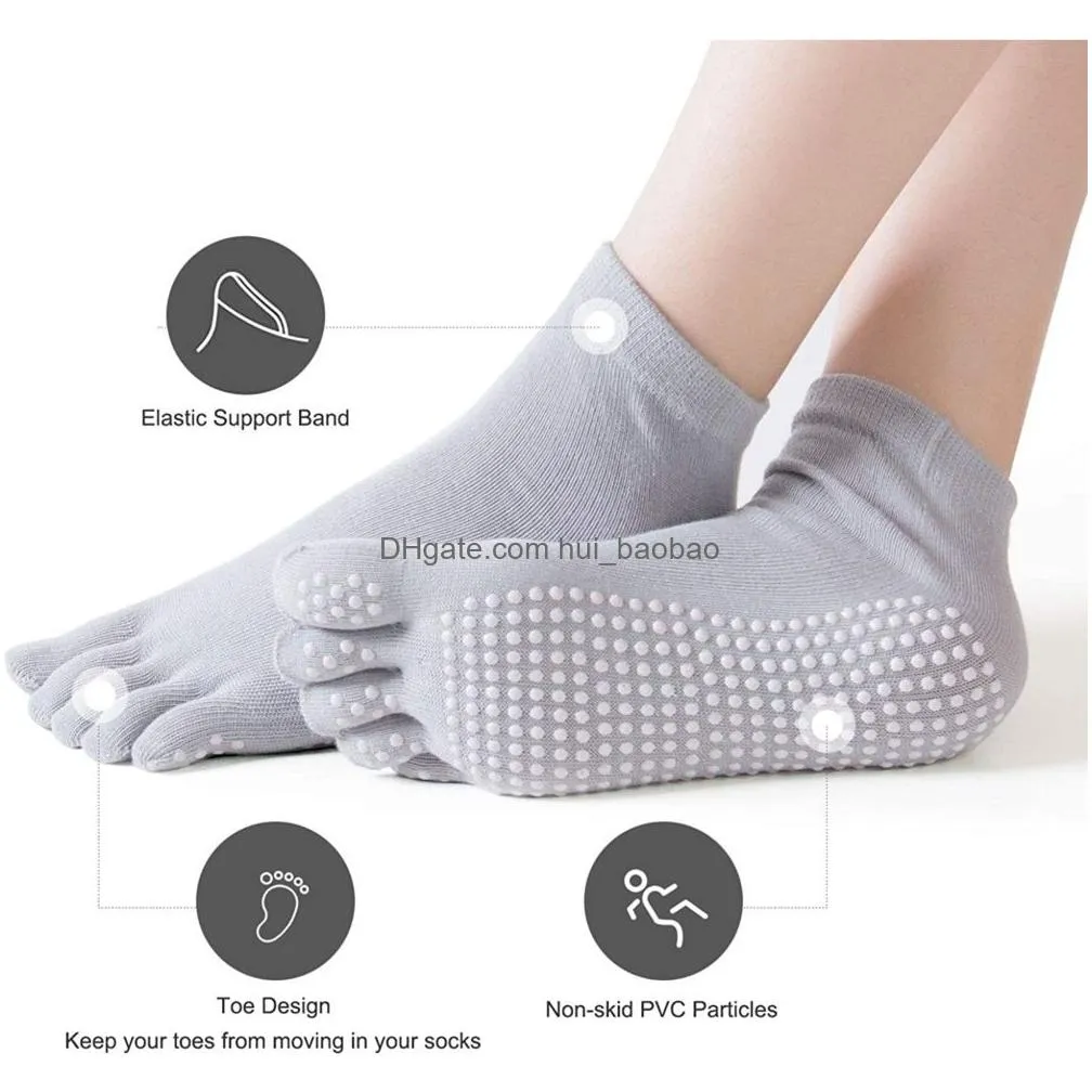 yoga toe socks with grips pilates women toeless socks for for pilates barre fitness non-slip socks