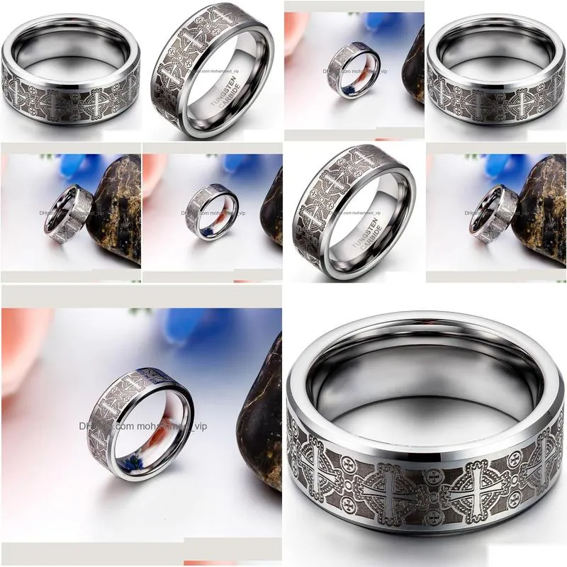 with side stones boniskiss tungsten vintage men s ring 8mm cool gift jewellry man s engrave wedding bands anillos hombre unique bijoux