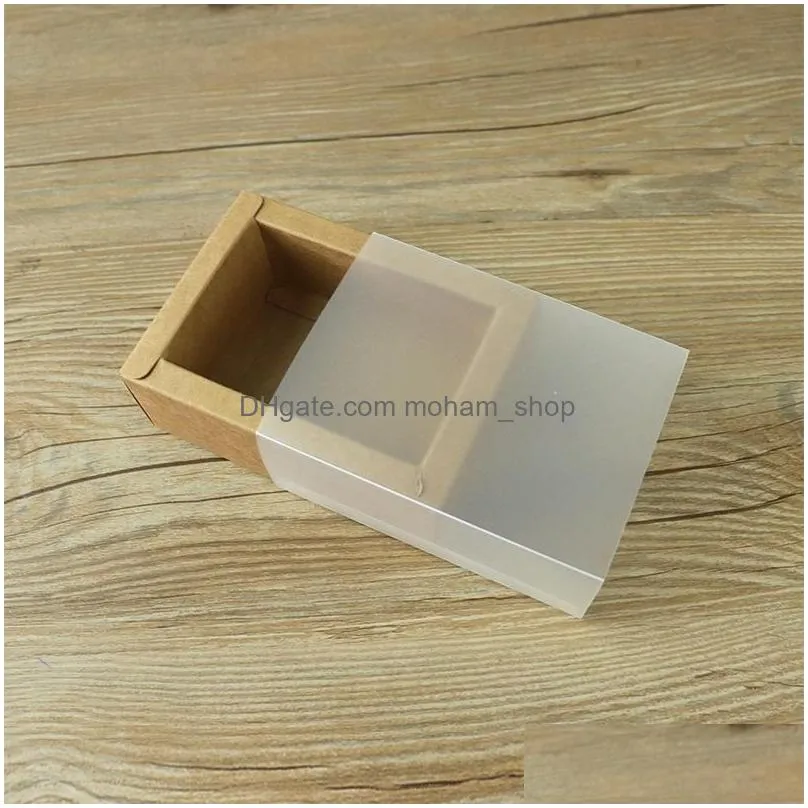 frosted pvc cover kraft paper drawer boxes diy handmade soap craft jewel box for wedding party gift packaging dhs/fedex 