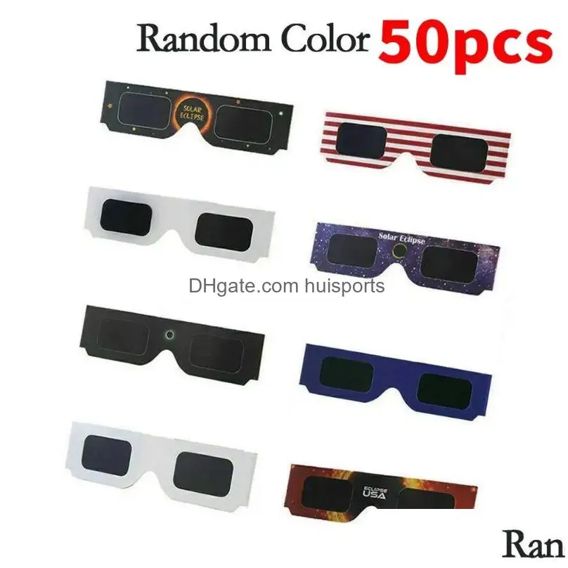 telescope 50pcs/lot solar eclipse glasses safe 3d paper lentes vr viewing protects eyes random color