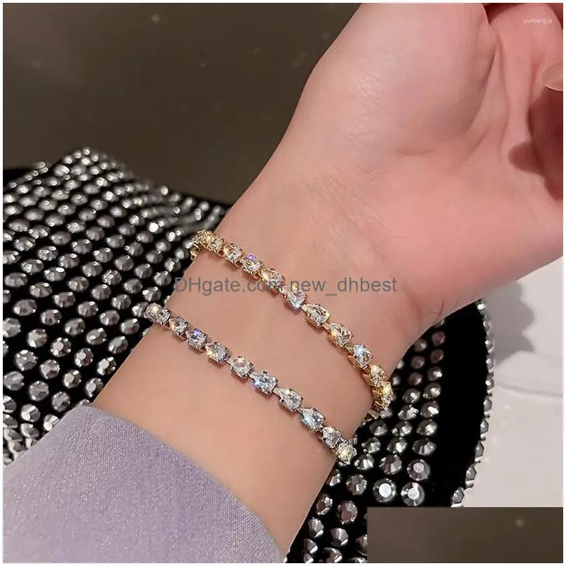 Charm Bracelets Geometric Temperament Fashion Ball Women Elegant Jewelry Rhinestone Crystal Bangles Drop Delivery Dhgkb