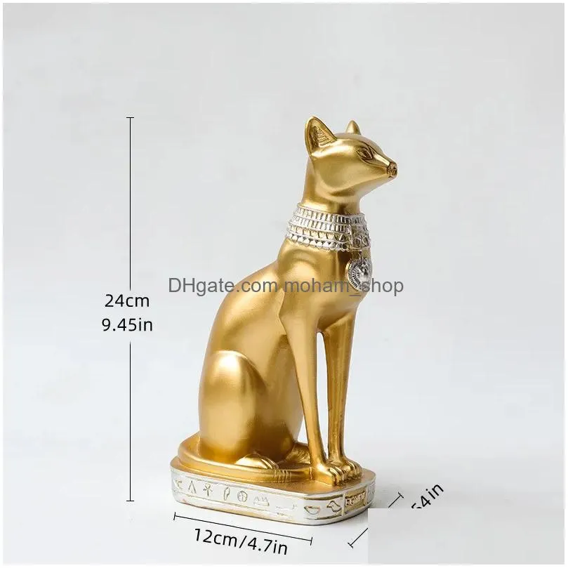 decorative objects figurines retro egyptian cat resin sculpture collectible ornaments ancient egypt god cat statue office home decoration