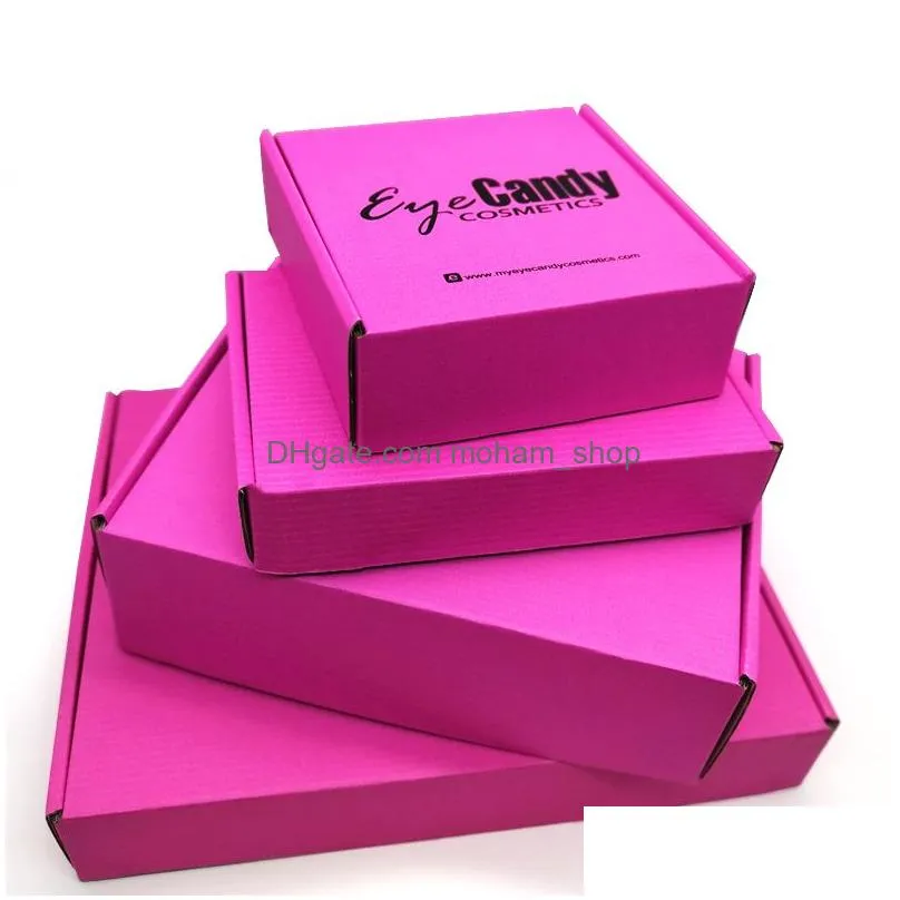 50pcs/lot custom corrugated boxes packaging box with mailer box packaging clothing hair wigs gift box 210325