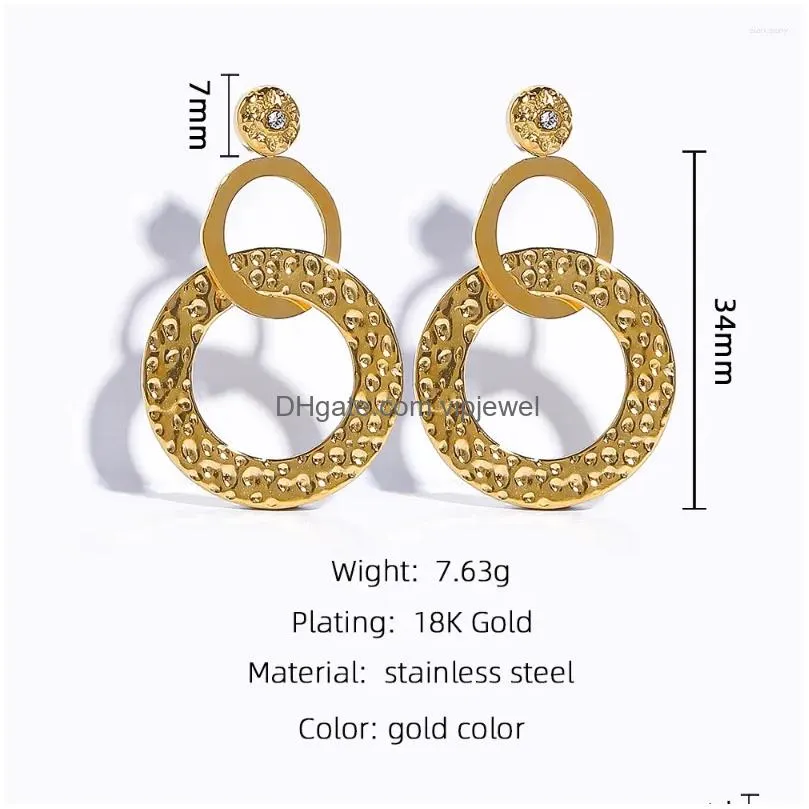 dangle earrings yachan stainless steel statement drop for women 18 k gold plated tap metal texture earring trendy jewelry gift