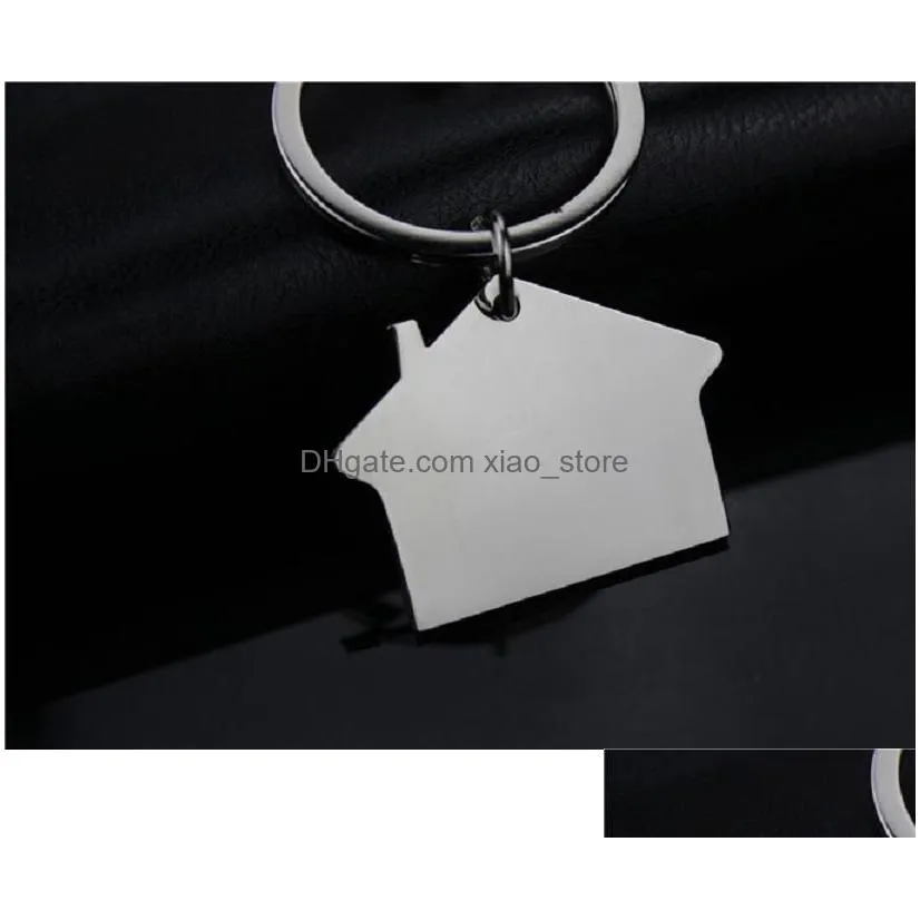 2021 novelty zinc alloy house shaped keychains metal keyrings custom logo for gifts