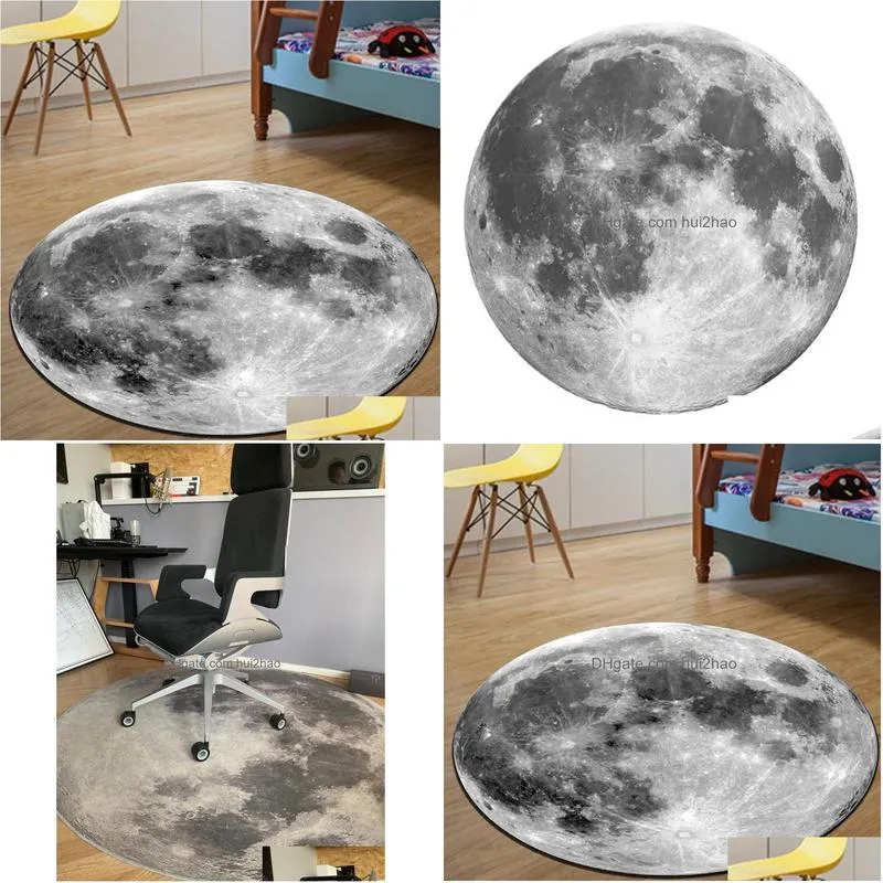 carpets round creative moon rugs bedside decorative floor area rug for boys bedroom nylon printed thick mats abstract gray chair mat