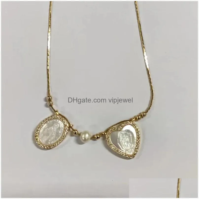 pendants wt-jn217 wkt 2024 retro style shell necklace rectangle and love oval shape women wedding big party jewelry