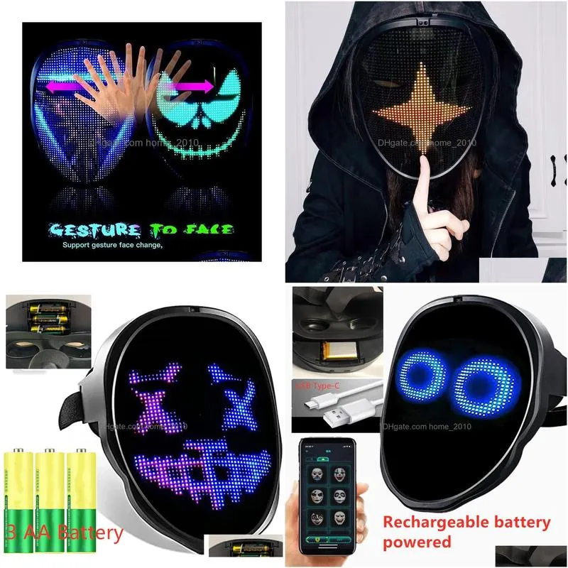 masks party masks bluetooth rgb light up led mask diy picture animation text halloween christmas carnival costume party game child