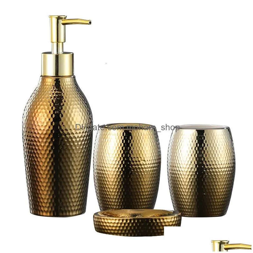 liquid soap dispenser nordic style golden ceramic bathroom set gold liquid soap dispenser soap holder toothbrush cup bathroom accessories sets