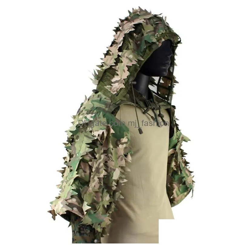 Hunting Sets Sniper Ghillie Suit Tactical Military Shooting Mticam 3D Laser Cut Outdoor Camo Lightweight Coat Drop Delivery Dhmiq