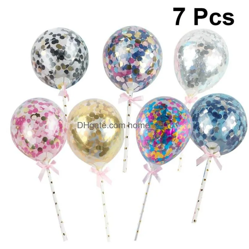 other festive party supplies 7pcs sequins balloons cake toppers creative confetti plug birthday decorative sequined balloon for