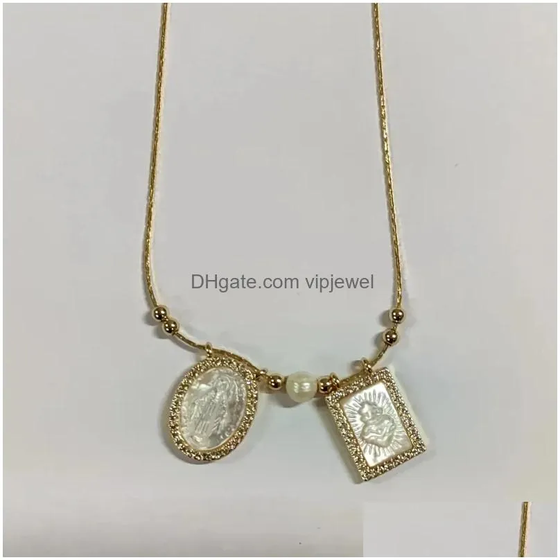 pendants wt-jn217 wkt 2024 retro style shell necklace rectangle and love oval shape women wedding big party jewelry