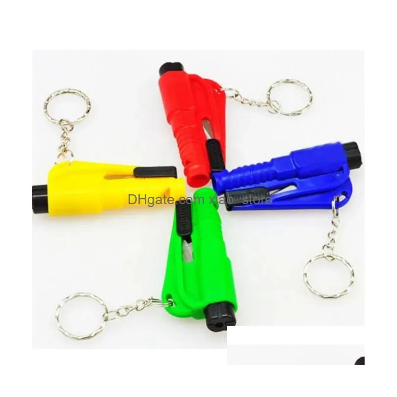 key chain rings portable self defense emergency rescue car accessories seat belt window break tools safety glass breaker mini keychains