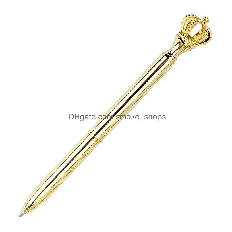 wholesale creativity crown adornment crystal pen gem ballpoint ring wedding office metal rings roller ball pens 8 style