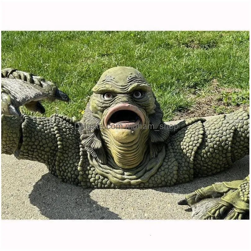 decorative objects figurines buf creature from the black lagoon grave resin crafts figure model living room outdoors decoration for halloween kids gifts