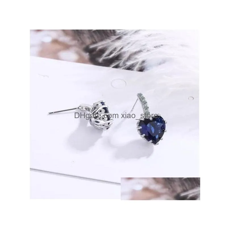 fashion personalized earrings women zirconium sea blue love earrings sweet heart earrings women wedding party gifts multicolor optional top