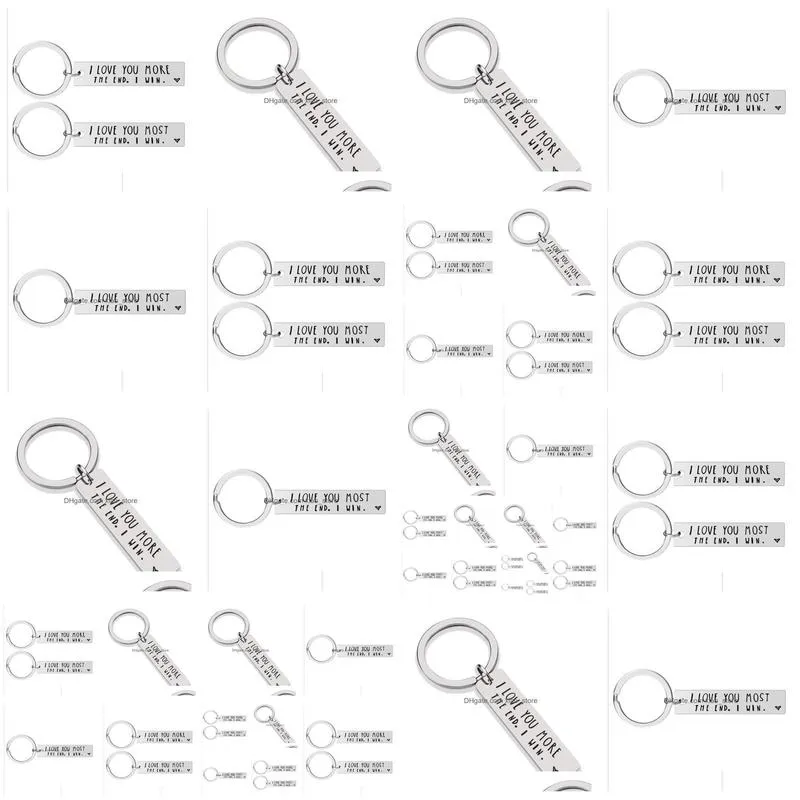 2021 i love you most more the end creative keyrings i win couples keychain stainless steel key holders party favor fast ship