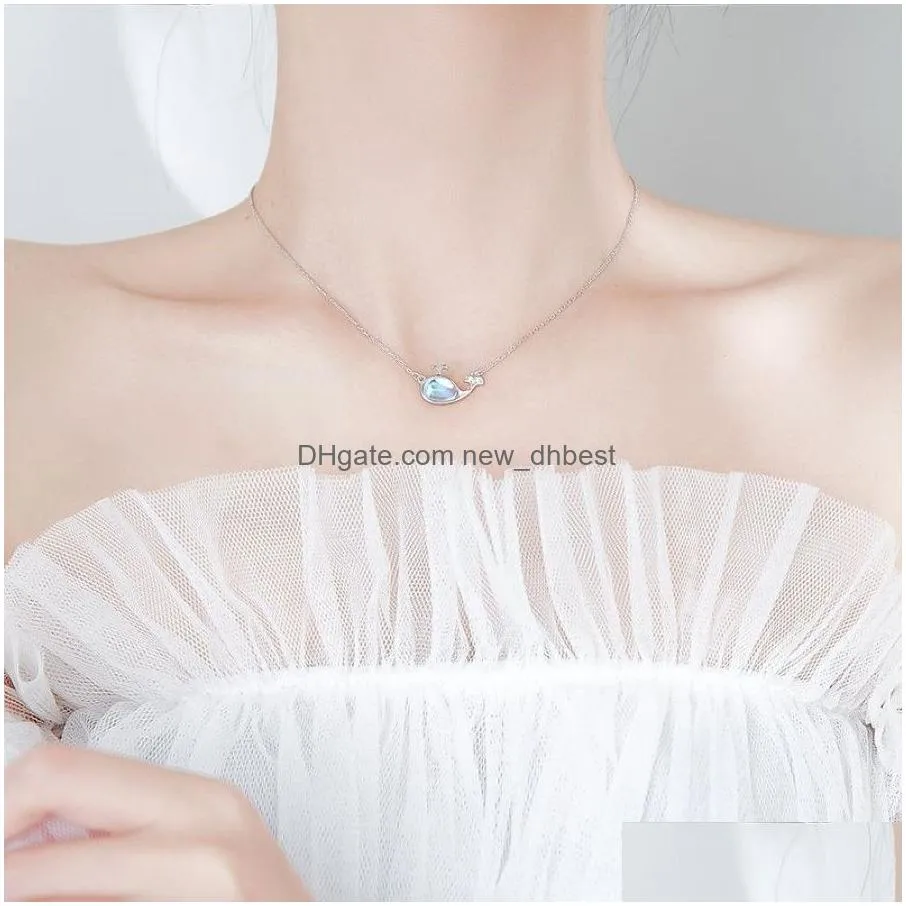 Pendant Necklaces Simple Temperament Small   Necklace Sweet Girl Sier Plated Clavicle Chain Jewelry Accessories181B Drop D Dhbpy