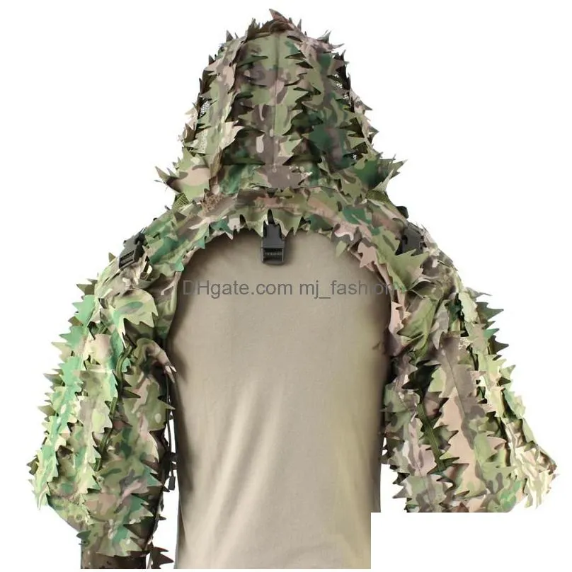 Hunting Sets Sniper Ghillie Suit Tactical Military Shooting Mticam 3D Laser Cut Outdoor Camo Lightweight Coat Drop Delivery Dhmiq