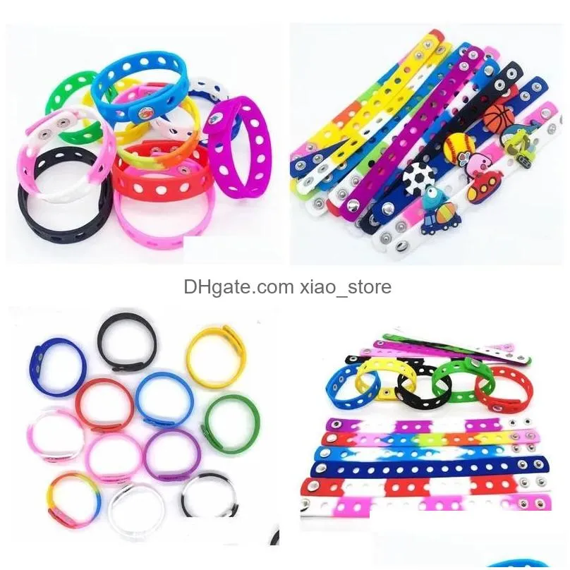 charm bracelets sile bracelet wristband 21cm fit shoe clog buckle accessory party favor gift fashion jewelry 15 colors wholesale dro