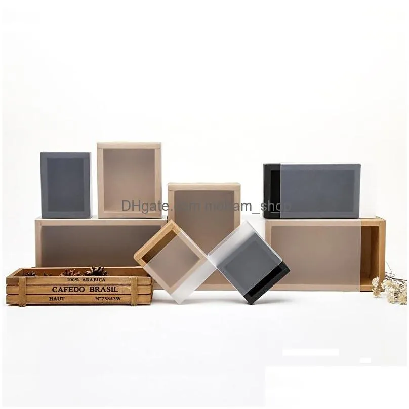 frosted pvc cover kraft paper drawer boxes diy handmade soap craft jewel box for wedding party gift packaging dhs/fedex 