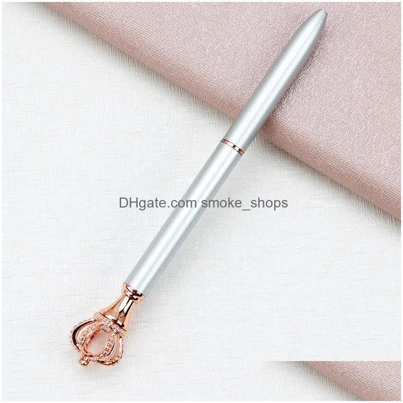 wholesale creativity crown adornment crystal pen gem ballpoint ring wedding office metal rings roller ball pens 8 style